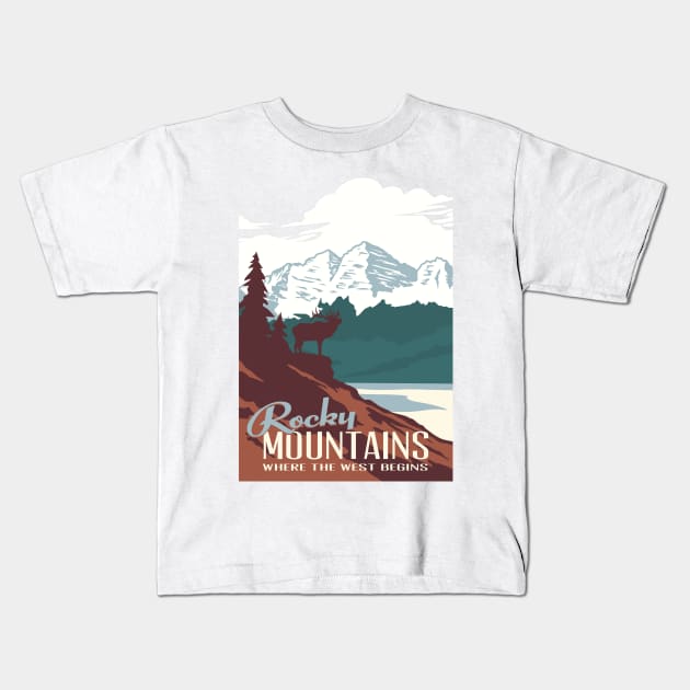 Rocky Mountains National Park Kids T-Shirt by Terrybogard97